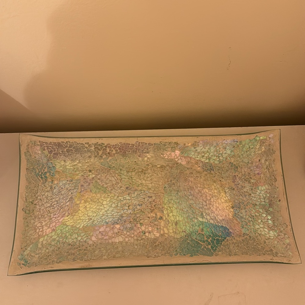 Mosaic Mirror Glass Vanity Tray Trinket Tray